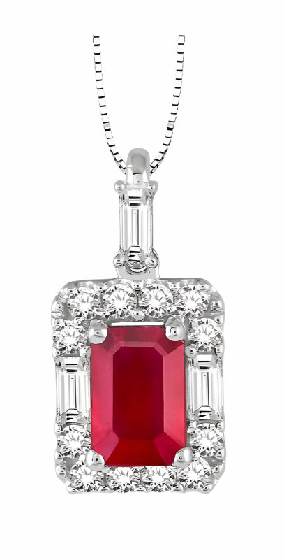 Parkplace Jewelers Emerald Shape Gemstone & Halo Diamond Pendant 58495PPFHPDRBWG