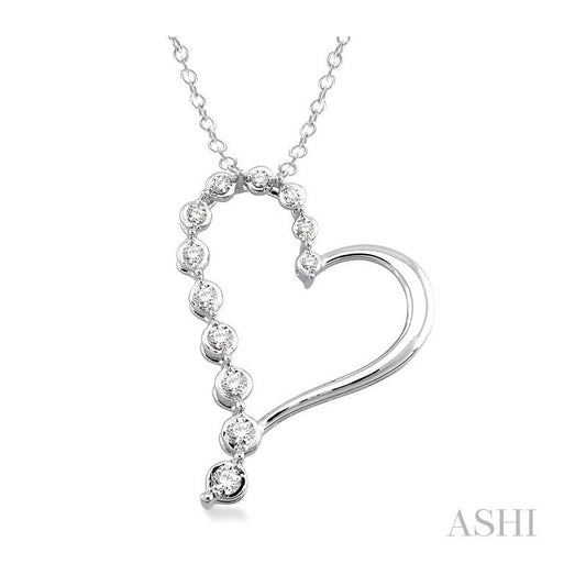 ASHI Silver Heart Shape Journey Diamond Fashion Pendant 86148PPSXSLPD