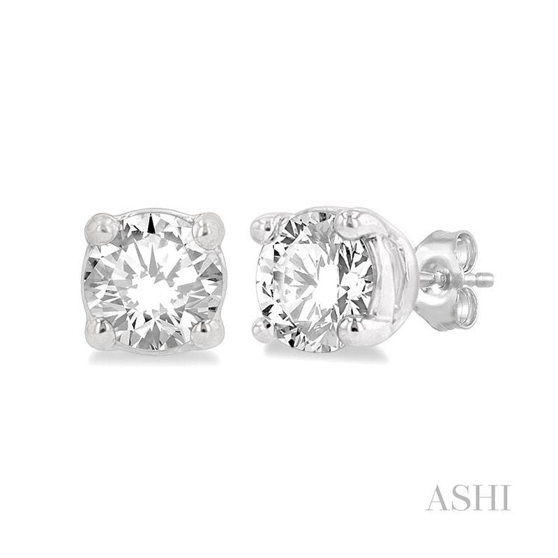 ASHI Round Shape Diamond Stud Earrings 66306PPFGERWG
