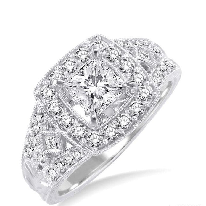 Parkplace Jewelers Princess Shape Semi-Mount Halo Diamond Engagement Ring 22703PPFHWG-SM