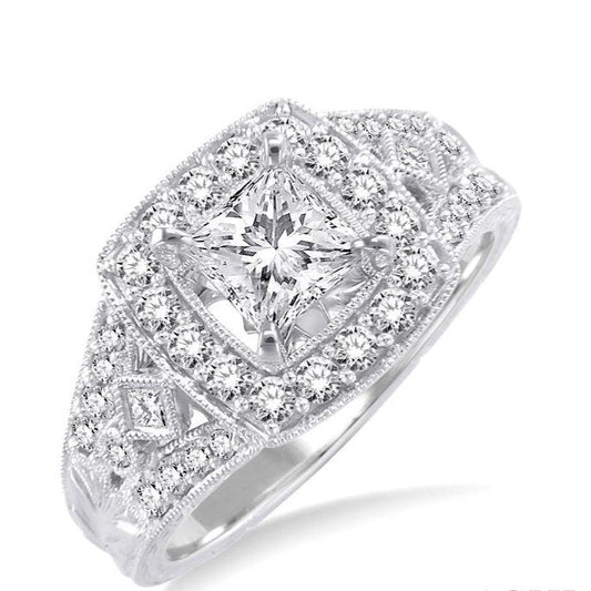 Parkplace Jewelers Princess Shape Semi-Mount Halo Diamond Engagement Ring 22703PPFHWG-SM