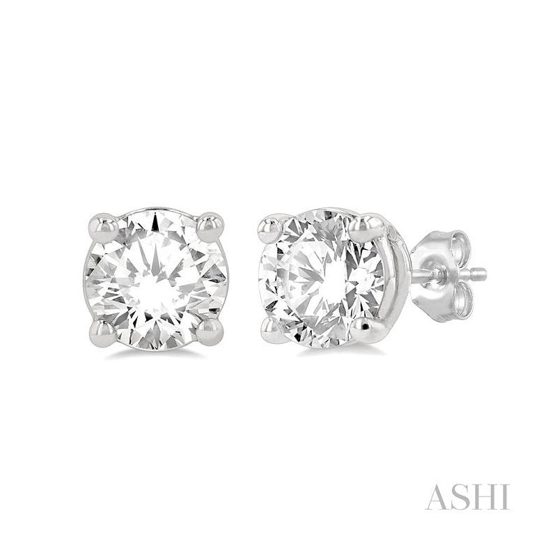 ASHI Round Shape Diamond Stud Earrings 66300PPFGERWG-1.25