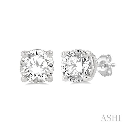 ASHI Round Shape Diamond Stud Earrings 66300PPFGERWG-1.25