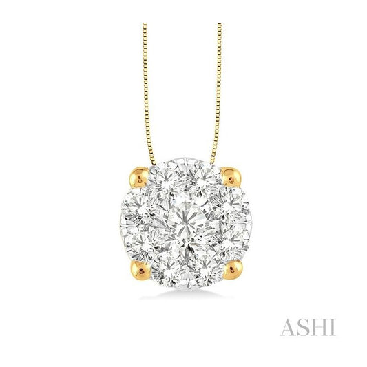 ASHI Round Shape Lovebright Essential Diamond Solitaire Pendant 91751PPFVPDYW