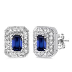 Parkplace Jewelers Emerald Shape Gemstone & Halo Diamond Earrings 58456PPFNERSPWG