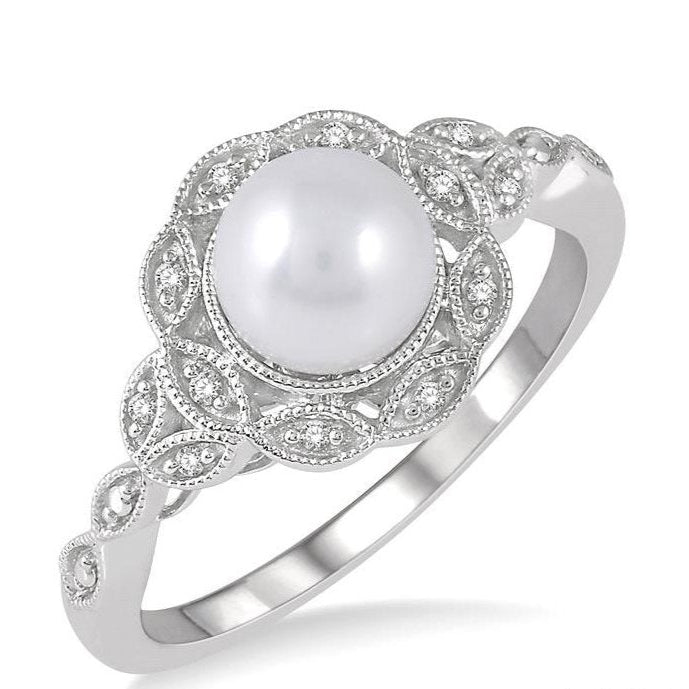 Parkplace Jewelers Silver Pearl & Diamond Ring 88319PPSSSLRG