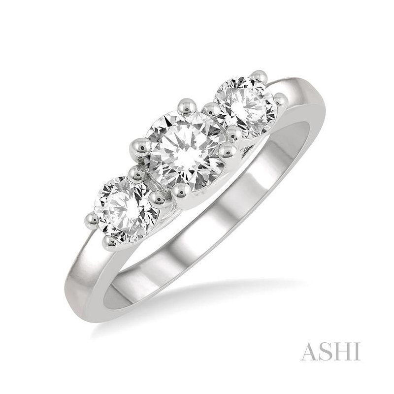 ASHI Round Shape Past Present & Future Diamond Engagement Ring 30411PPFGWG