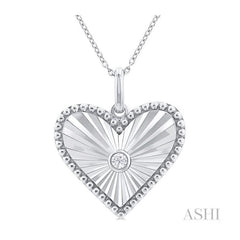 ASHI Silver Heart Shape Fluted Medallion Diamond Pendant 84209PPSGSLPD-HRT