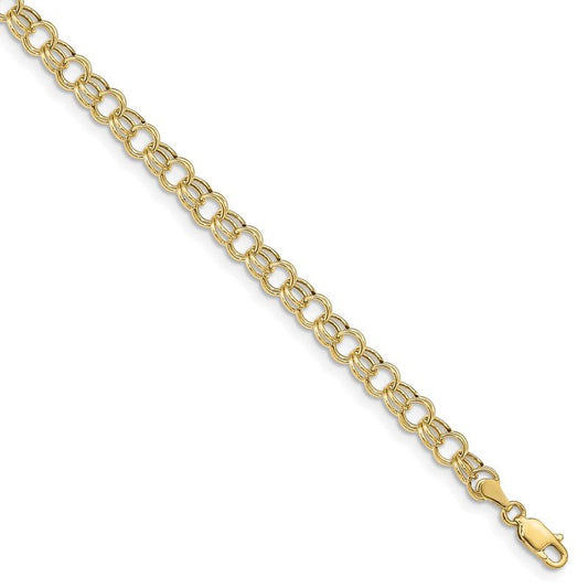 Quality Gold 10k Hollow Double Link Charm Bracelet 10DO541