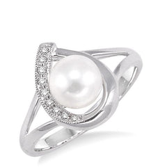 Parkplace Jewelers Silver Pearl & Diamond Ring 88329PPSSSLRG