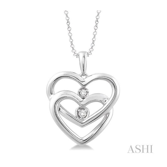 ASHI Silver Twin Heart Shape Diamond Fashion Pendant 86469PPSXSLPD