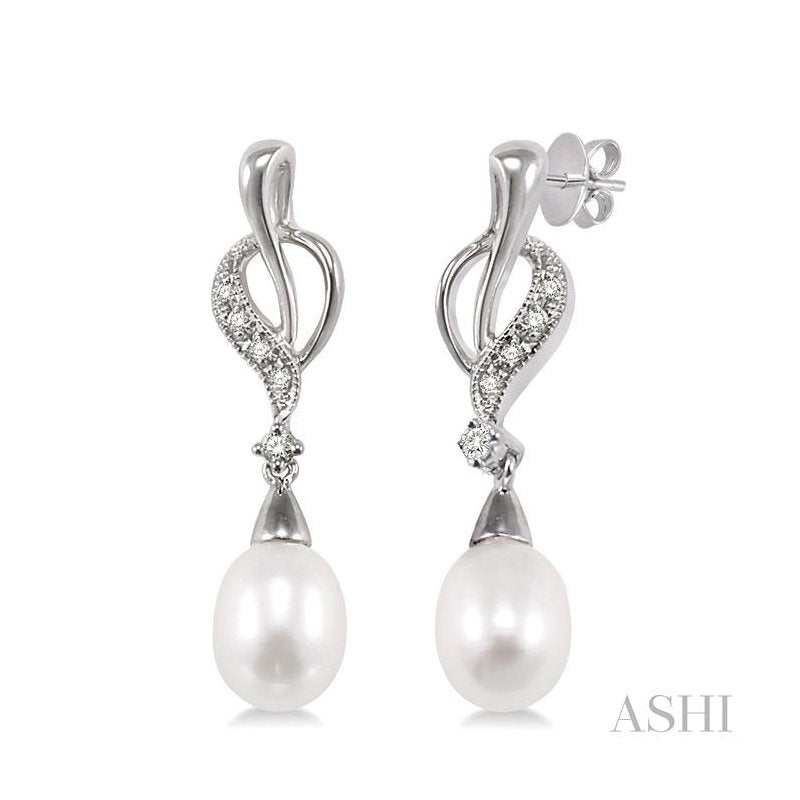 ASHI Pearl & Diamond Fashion Earrings 56698PPTXERWG