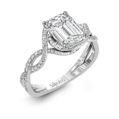 Emerald-Cut Criss-Cross Engagement Ring In 18k Gold With Diamonds LP2304-EM WHITE 18K SEMI