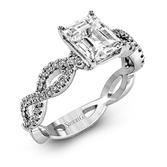 Emerald-cut Criss-cross Engagement Ring & Matching Wedding Band in 18k Gold with Diamonds MR1596-EM WHITE 18K SET