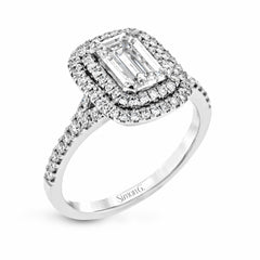 Emerald-Cut Double-Halo Engagement Ring In 18k Gold With Diamonds MR2884-EM WHITE 18K SEMI