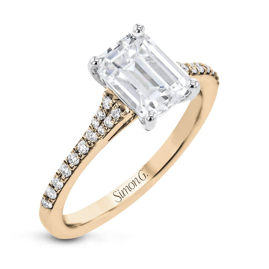 Emerald-Cut Engagement Ring In 18k Gold With Diamonds LR2507 WHITE 18K SEMI