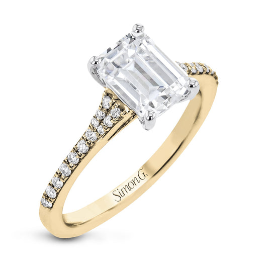 Emerald-Cut Engagement Ring In 18k Gold With Diamonds LR2507 WHITE 18K SEMI