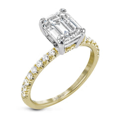 Emerald-cut Engagement Ring & Matching Wedding Band in 18k Gold with Diamonds LR1083-EM WHITE 18K SET