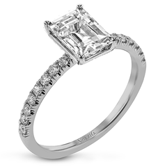 Emerald-cut Engagement Ring & Matching Wedding Band in 18k Gold with Diamonds LR1083-EM WHITE 18K SET