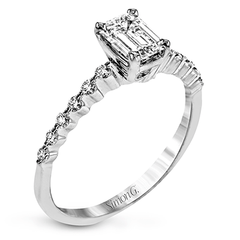 Emerald-cut Engagement Ring & Matching Wedding Band in 18k Gold with Diamonds MR2173-D-EM WHITE 18K SET