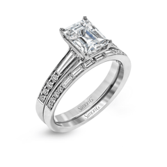 Emerald-cut Engagement Ring & Matching Wedding Band in 18k Gold with Diamonds MR2220-EM_WHITE_18K_SET