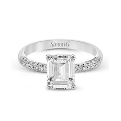 Emerald-cut Engagement Ring & Matching Wedding Band in 18k Gold with Diamonds TR431-EM WHITE 18K SET