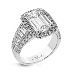 Emerald-Cut Halo Engagement Ring In 18k Gold With Diamonds LR1164-EM WHITE 18K SEMI