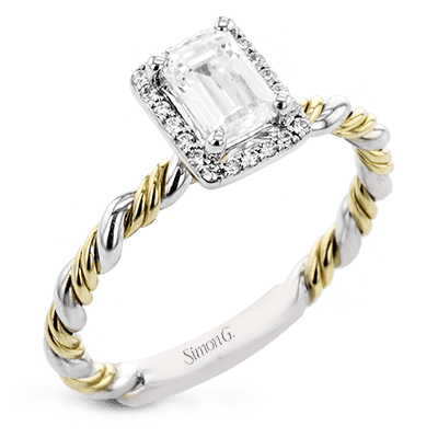 Emerald-Cut Halo Engagement Ring in 18K Gold with Diamonds LR2796 WHITE 18K SEMI