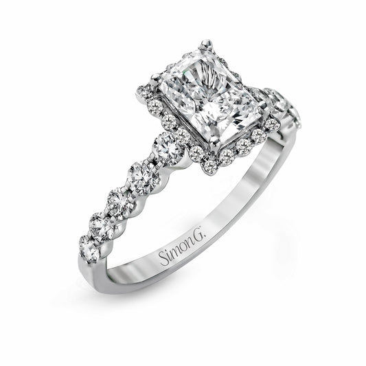 Emerald-Cut Halo Engagement Ring in 18k Gold with Diamonds MR2088 WHITE 18K SEMI