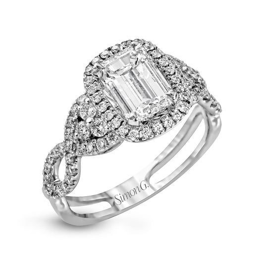 Emerald-Cut Halo Engagement Ring In 18k Gold With Diamonds TR160-EM WHITE 18K SEMI