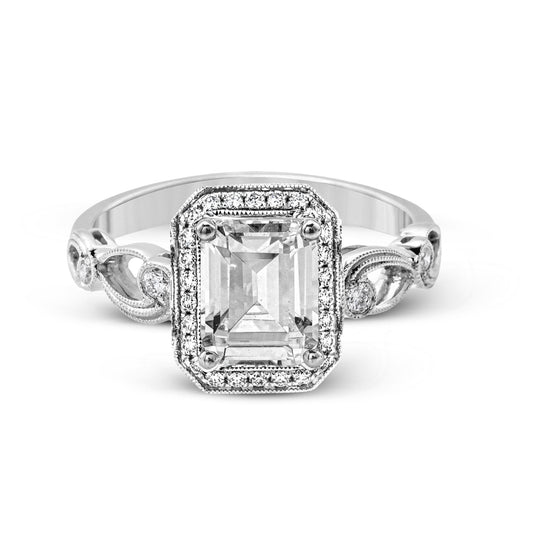 Emerald-Cut Halo Engagement Ring In 18k Gold With Diamonds TR526-EM WHITE 18K SEMI