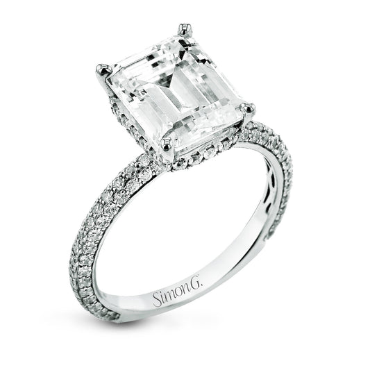 Emerald-Cut Hidden Halo Engagement Ring In 18k Gold With Diamonds LR3022_WHITE_18K_X_WHITE