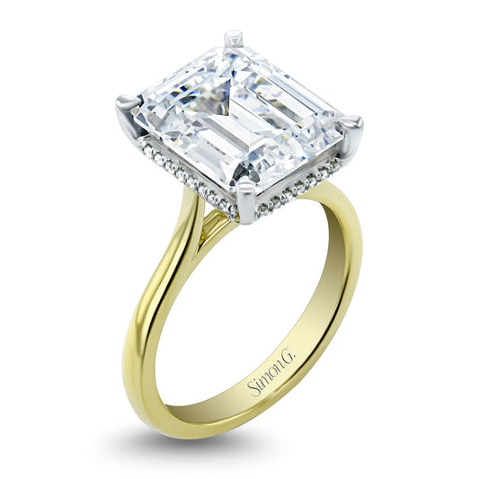 Emerald-Cut Hidden Halo Engagement Ring in 18k Gold with Diamonds LR4125-EM WHITE 18K X 2T