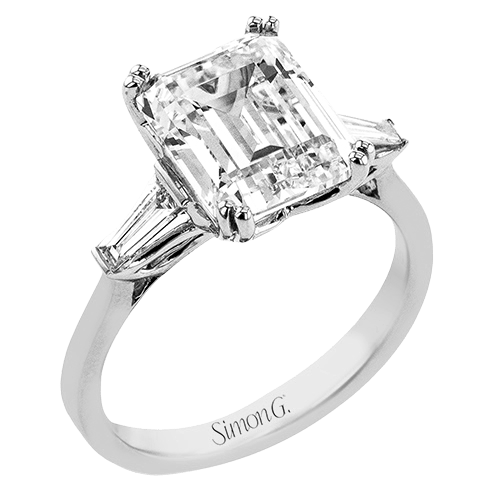 Emerald-Cut Three-stone Engagement Ring in 18k Gold with Diamonds LR4015 WHITE 18K X 2T