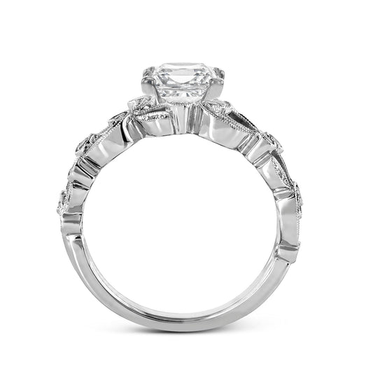 Emerald-cut Trellis Engagement Ring & Matching Wedding Band in 18k Gold with Diamonds TR473-EM WHITE 18K SET