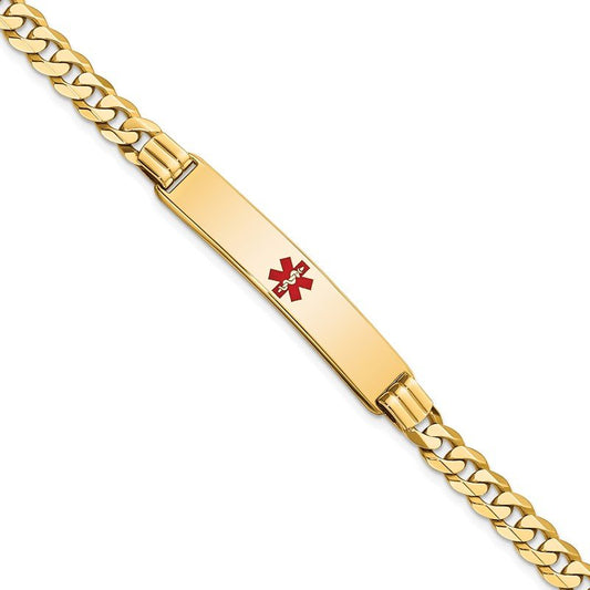 Quality Gold 14K Medical Red Enamel Curb Link ID Bracelet XM574CR