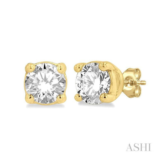 ASHI Round Shape Diamond Stud Earrings 66306PPFGERYG