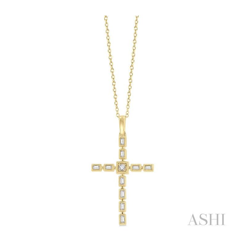 ASHI Cross Diamond Pendant 959B7PPTGPDYG