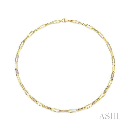 ASHI Paper Clip Diamond Fashion Necklace 99612PPFHNKYG