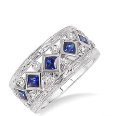 Parkplace Jewelers Princess Shape Gemstone & Diamond Fashion Band 46096PPFVSPWG