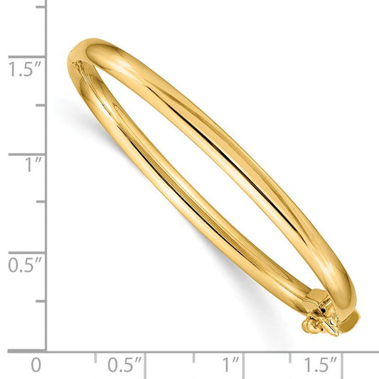 Quality Gold 14k Polished Hinged Safety Clasp Baby Bangle DB573