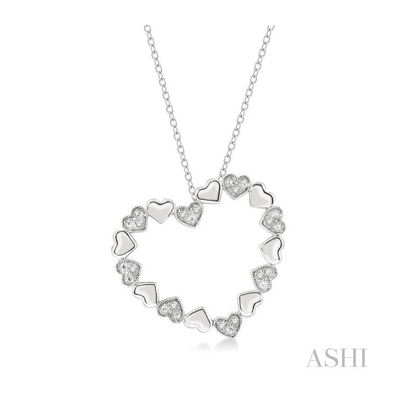 ASHI Silver Puffed Heart Shape Diamond Pendant 84109PPSSSLPD