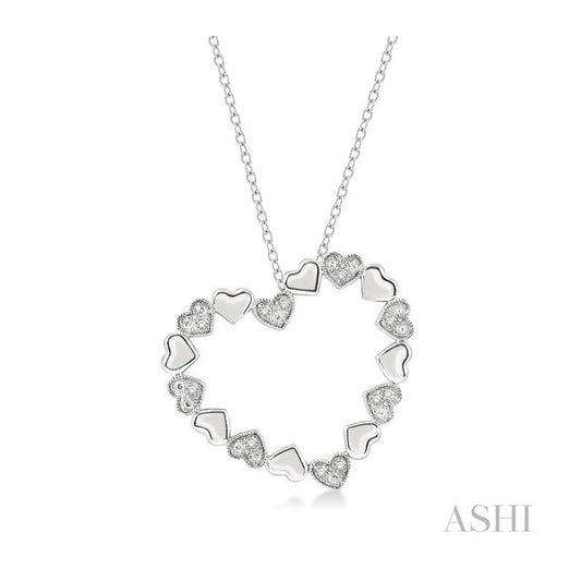 ASHI Silver Puffed Heart Shape Diamond Pendant 84109PPSSSLPD