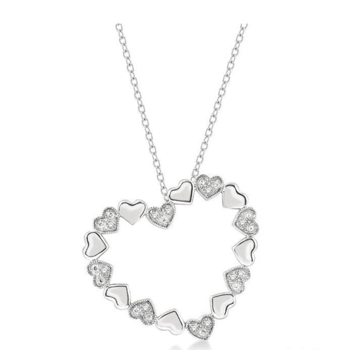 Parkplace Jewelers Silver Puffed Heart Shape Diamond Pendant 84109PPSSSLPD