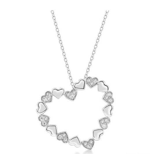 Parkplace Jewelers Silver Puffed Heart Shape Diamond Pendant 84109PPSSSLPD