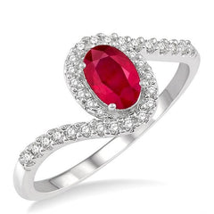 Parkplace Jewelers Oval Shape Gemstone & Halo Diamond Ring 40827PPTSRBWG