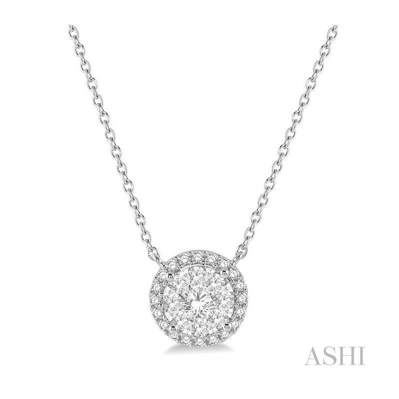 ASHI Round Shape Halo Lovebright Essential Diamond Pendant 9965HPPFVNKWG