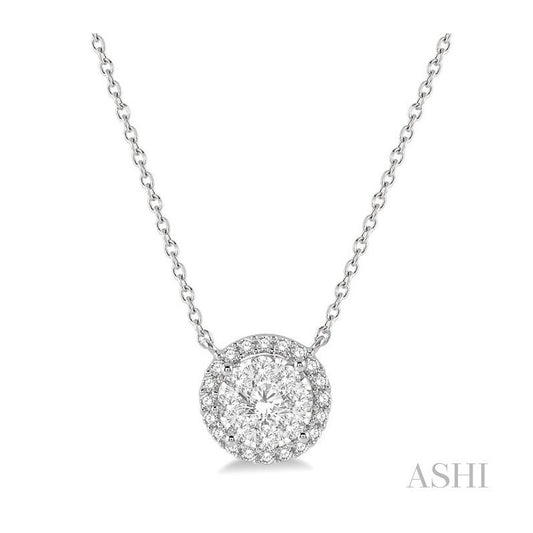 ASHI Round Shape Halo Lovebright Essential Diamond Pendant 9965HPPFVNKWG