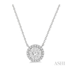 ASHI Round Shape Halo Lovebright Essential Diamond Pendant 9965HPPFVNKWG