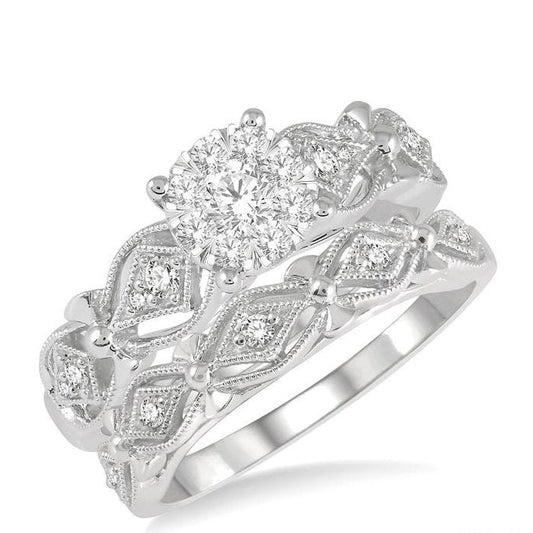 Parkplace Jewelers Round Shape Lovebright Diamond Wedding Set 148E3PPFHWG-WS